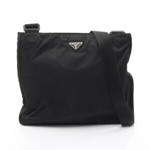 PRADA TESSUTOSAFFI Shoulder Bag Nylon Saffiano Leather Black